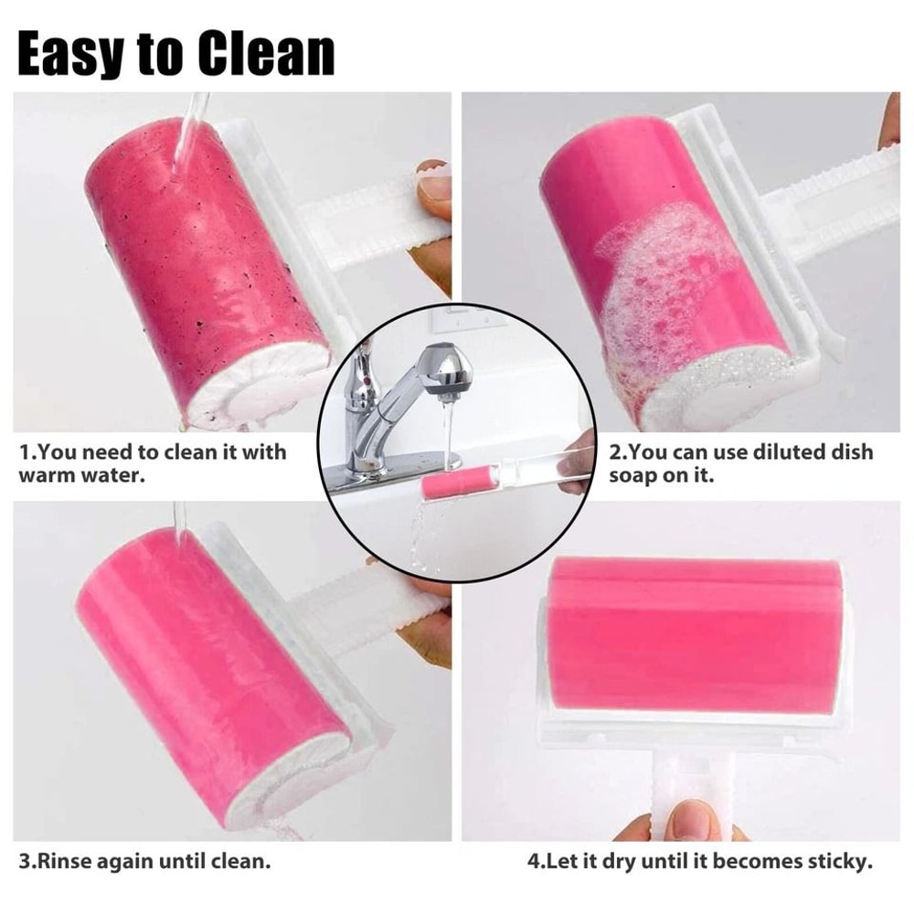 Reusable Sticky Lint Roller For Clothes Pet Hair Remover Washable Portable For Home Use 5