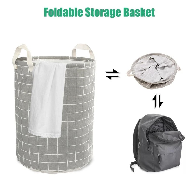 Large Foldable Storage Laundry Hamper Durable Cotton Linen Organizer With Waterproof Lining 2