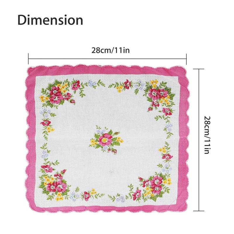 Vintage Floral Cotton Handkerchiefs Soft Pocket Square For Women 3