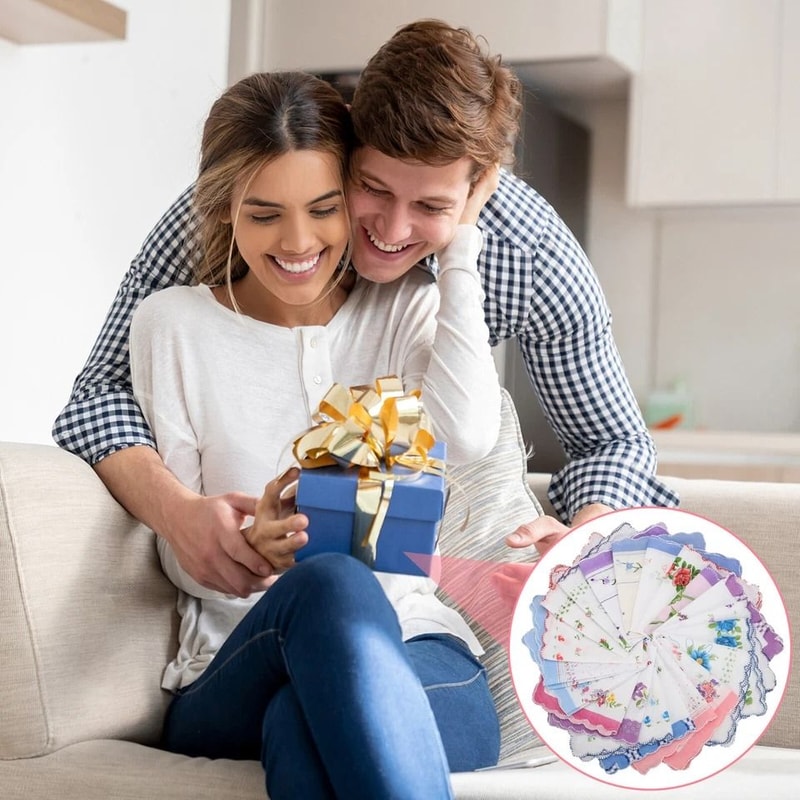 Vintage Floral Cotton Handkerchiefs Soft Pocket Square For Women 2