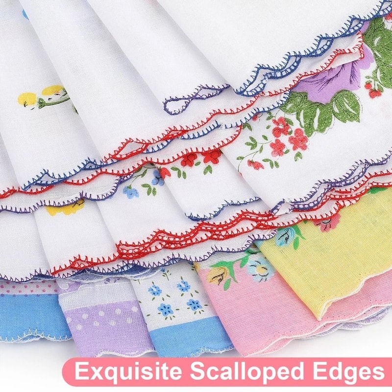 Vintage Floral Cotton Handkerchiefs Soft Pocket Square For Women 5