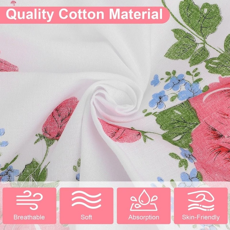Vintage Floral Cotton Handkerchiefs Soft Pocket Square For Women 6