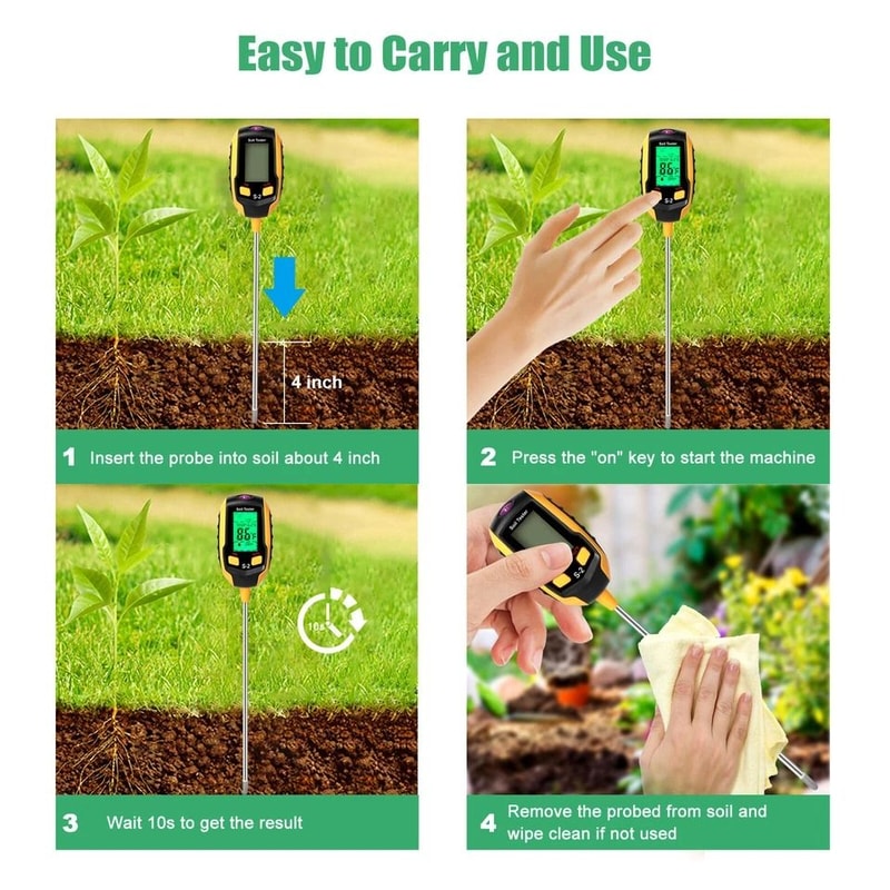 Digital Soil Moisture Tester For Plants Lawn And Garden PH Temperature Light Meter 4