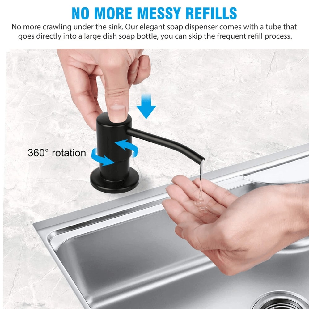 Stainless Steel Soap Dispenser Kit Kitchen Liquid Pump And Tube For Easy Refills 6