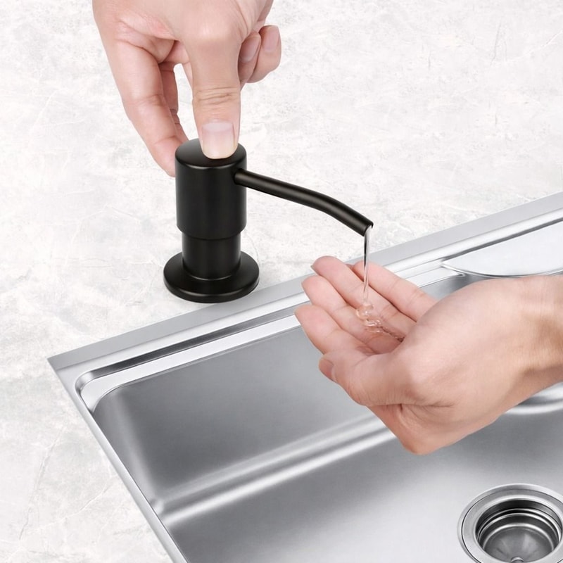 Stainless Steel Soap Dispenser Kit Kitchen Liquid Pump And Tube For Easy Refills 0