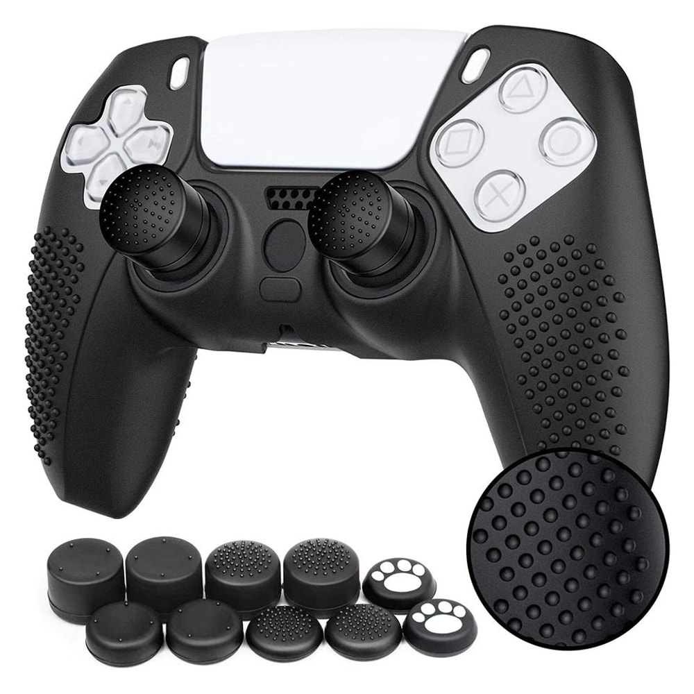 Silicone Case For PS5 Controller Protective Skin Thumb Grips Kit 5