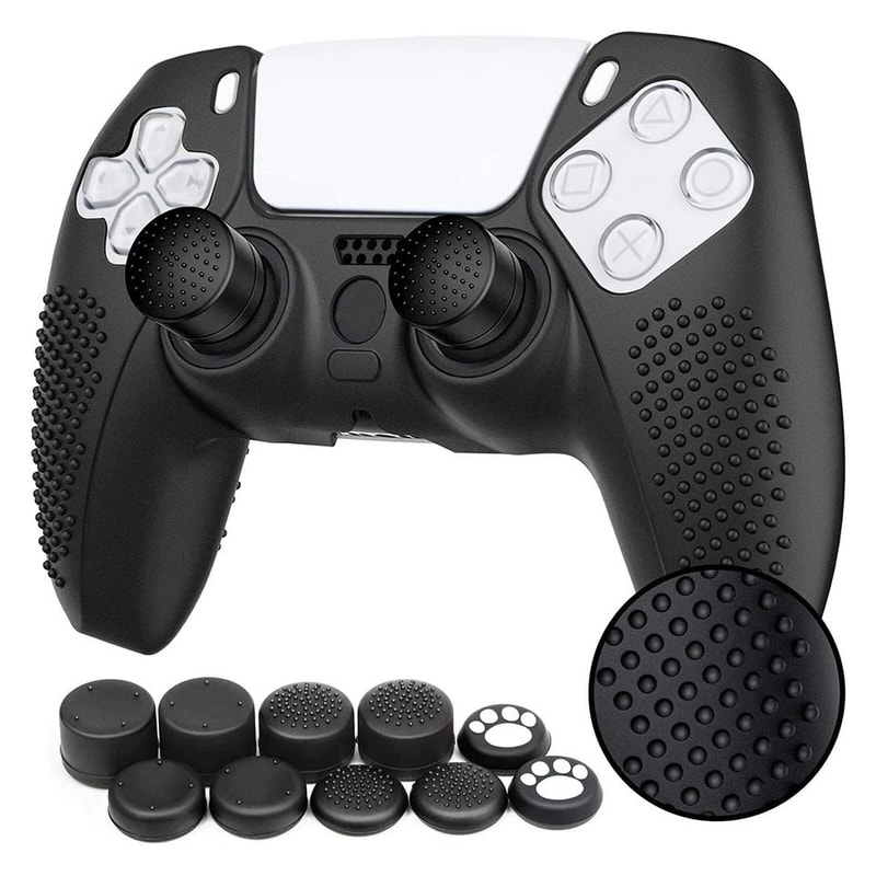 Silicone Case For PS5 Controller Protective Skin Thumb Grips Kit 5