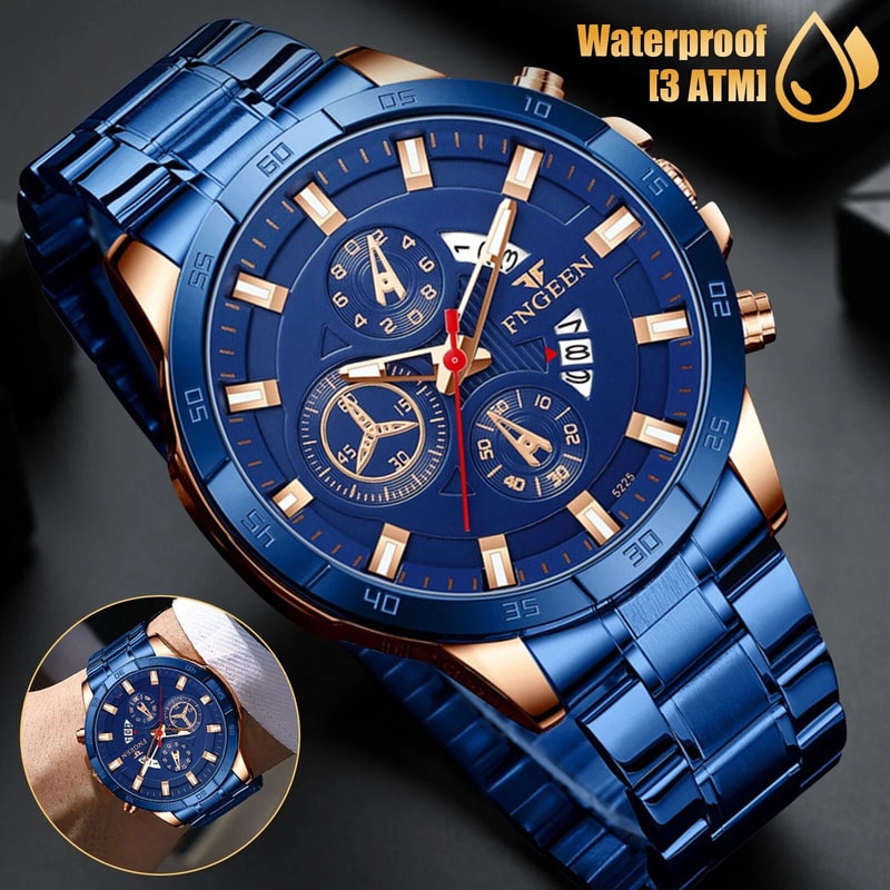Waterproof Stainless Steel Men Watch With Luminous Movement 2