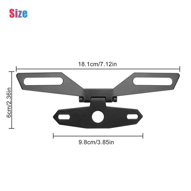 Universal Motorcycle Folding License Plate Bracket With Tail Light Holder 3