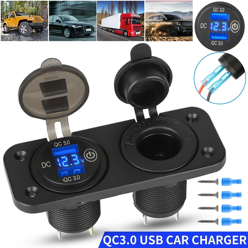 Dual USB Car Charger Cigarette Lighter Socket Plug For Cars Trucks 7