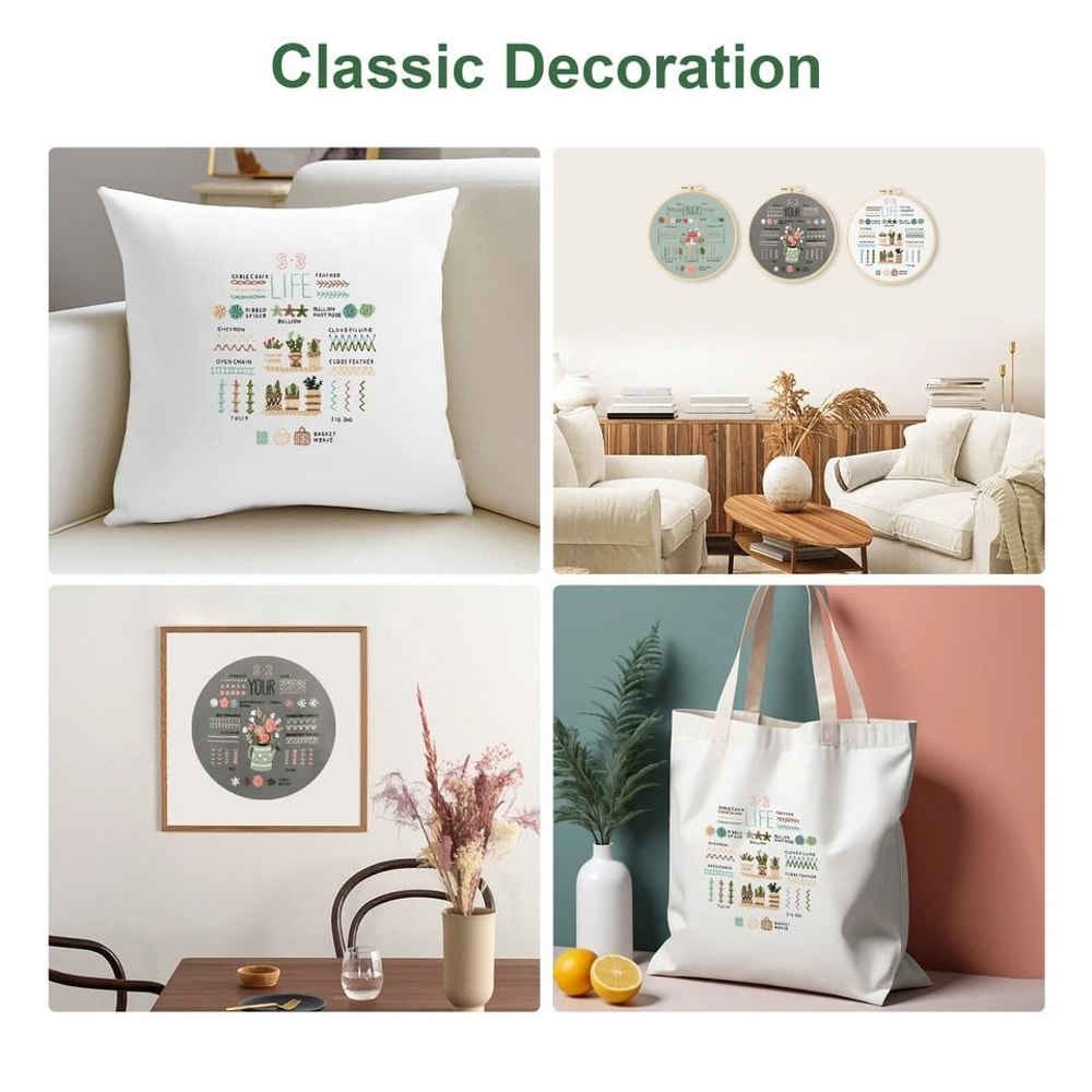 DIY Embroidery Kit For Beginners Floral Cross Stitch Sewing Set With Thread And Hoop 2