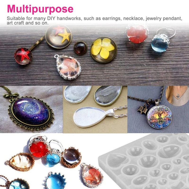Silicone Resin Mold Craft Kit Jewelry Casting Epoxy Pendant Trays For DIY Crafts 5
