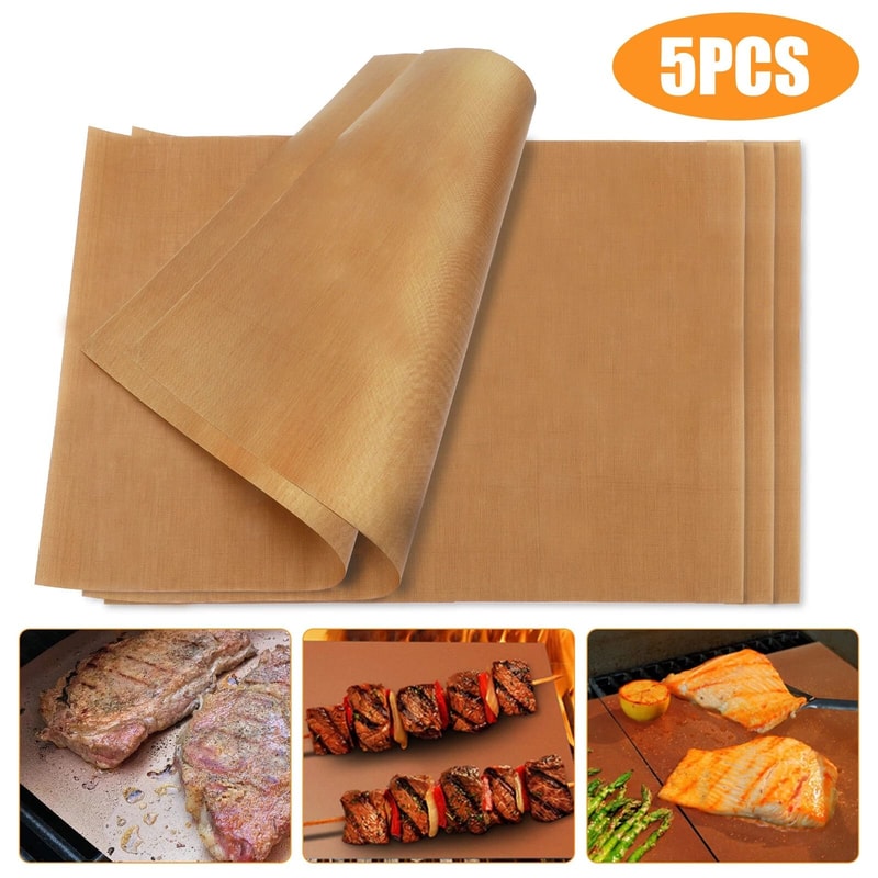 BBQ Copper Grill Mats NonStick Reusable Outdoor Barbecue Cooking Baking Mats 7