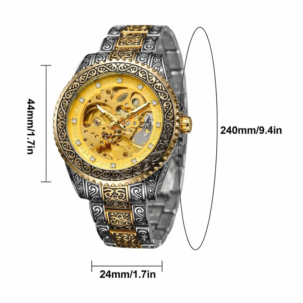 Luxury Men Skeleton Watch Stainless Steel Automatic Mechanical Carved Wristwatch 4