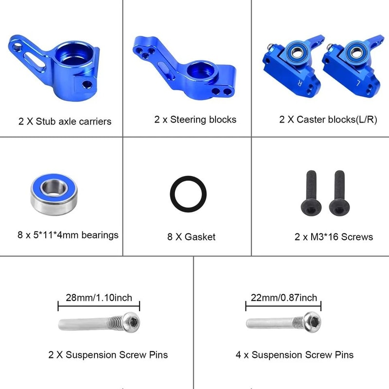 Aluminum Front Caster Blocks And Rear Stub Axles 6