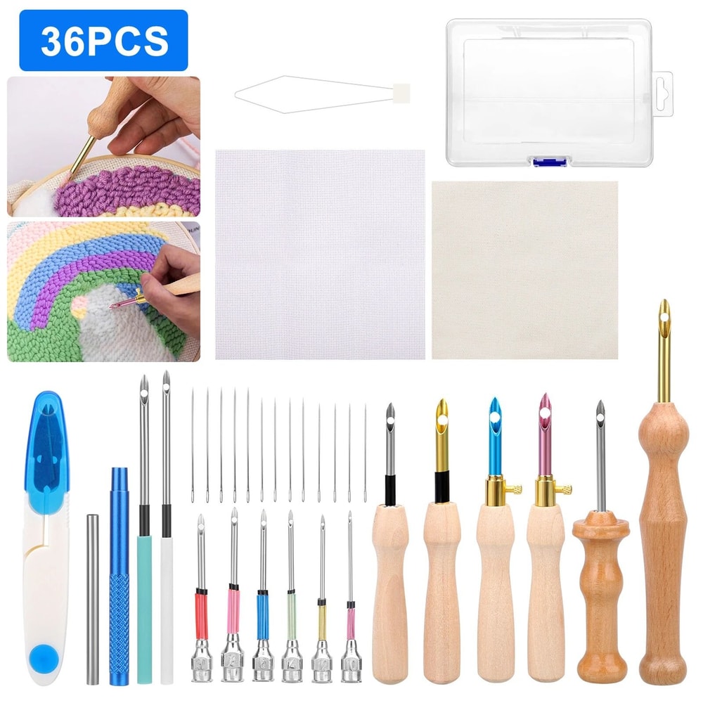 Punch Needle Embroidery Kit For Beginners Cross Stitching Tool Set With Wooden And Metal Needles 1