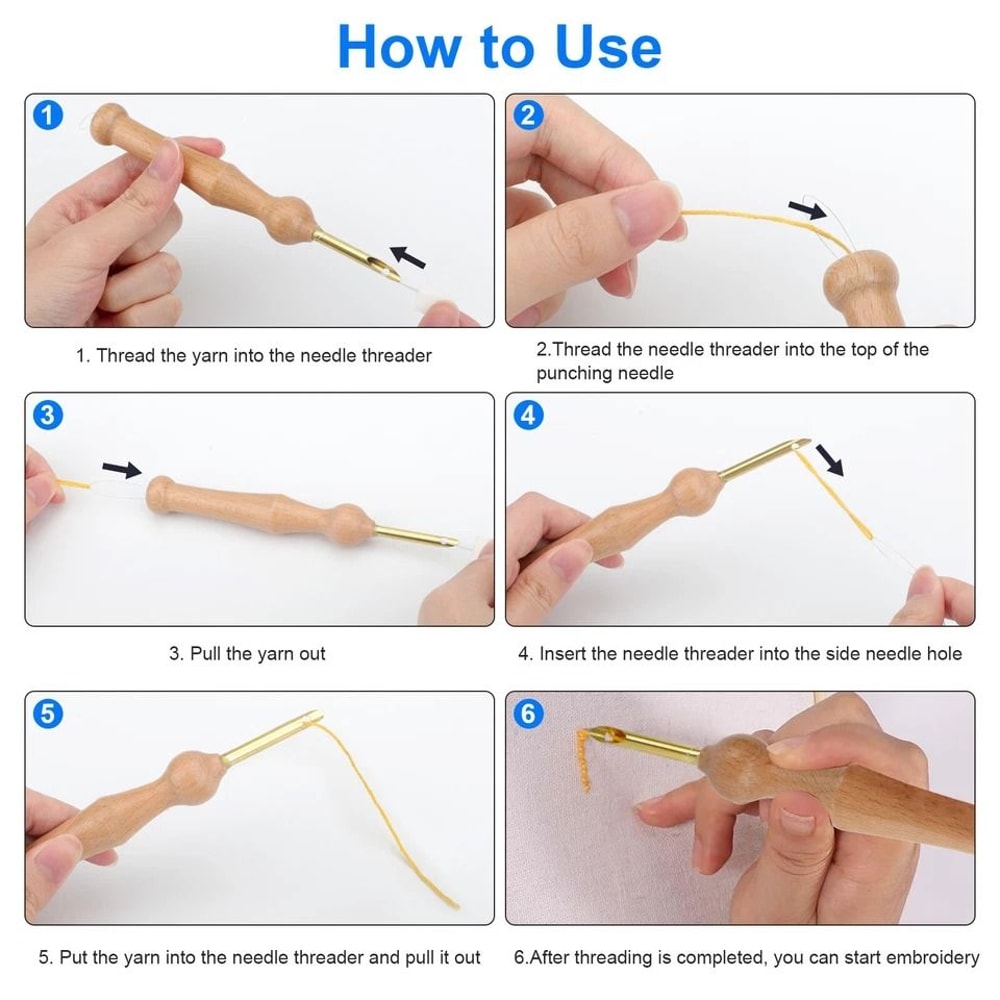 Punch Needle Embroidery Kit For Beginners Cross Stitching Tool Set With Wooden And Metal Needles 2