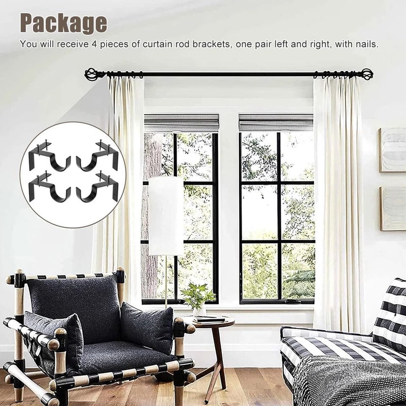Curtain Rod Bracket Holders Easy Install Single Hook Window Frame Hooks For Home Decor 5