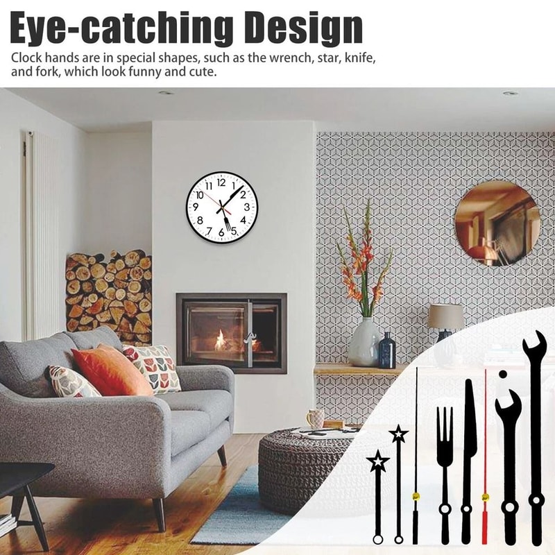 Clock Hands Set For DIY Repair Wall Clock Movement Replacement Non Ticking Precision Mechanism 5