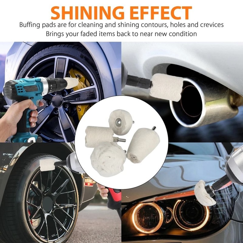 Cotton Pad Polishing Buffing Wheel Kit For Drills Ideal For Car Motorcycle Metal Jewelry Polishing 2