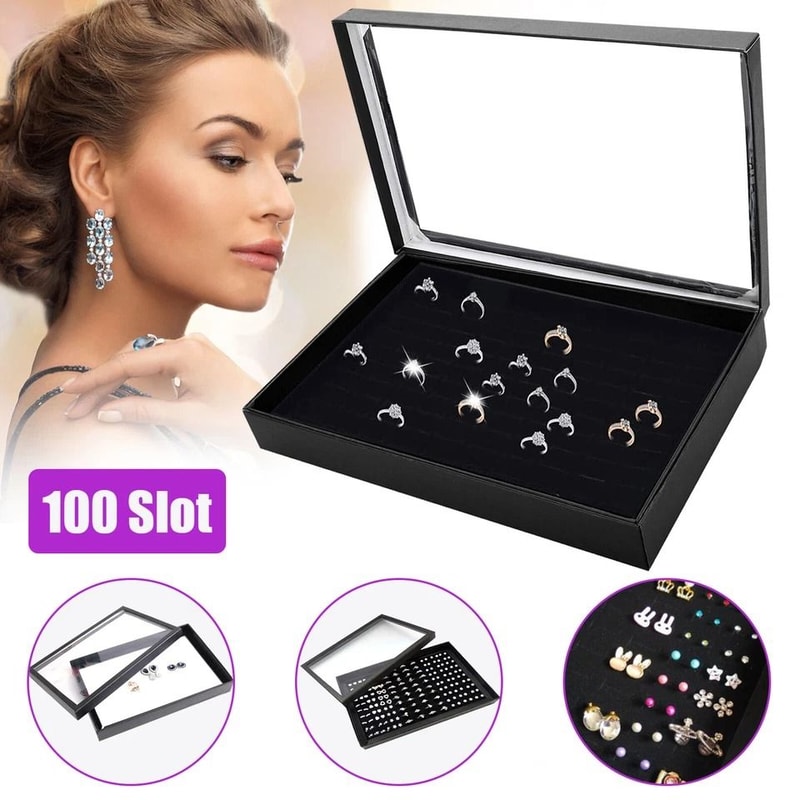 Jewelry Ring Display Organizer Stackable Storage Case For Earrings Rings 4