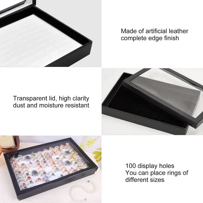 Jewelry Ring Display Organizer Stackable Storage Case For Earrings Rings 2