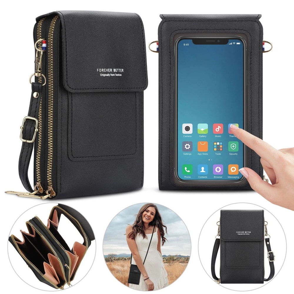 Women Touch Screen Cell Phone Bag Crossbody Shoulder Pouch With Card Case Key Holder 1