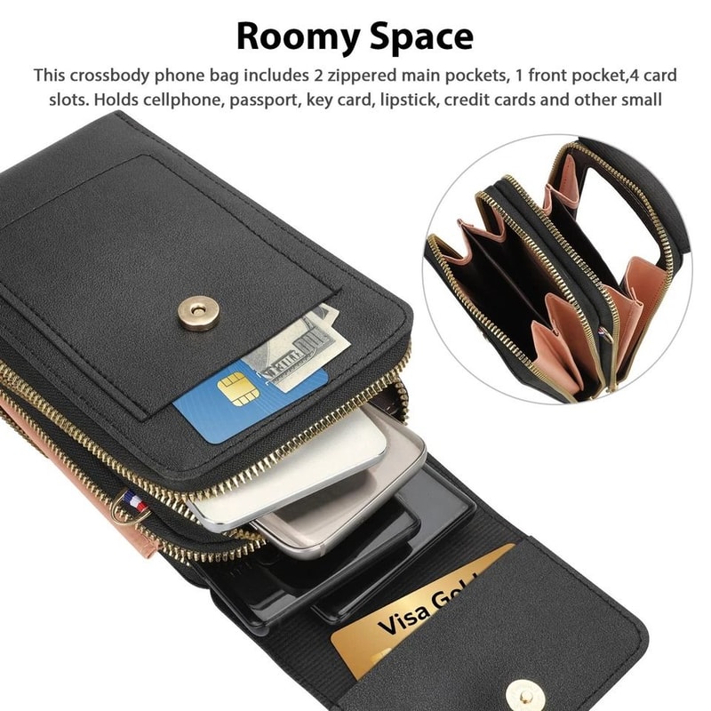 Women Touch Screen Cell Phone Bag Crossbody Shoulder Pouch With Card Case Key Holder 5