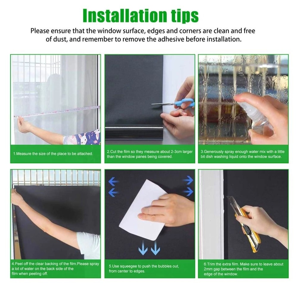 Static Cling Blackout Window Film UV Blocking Heat Insulation For Privacy 2