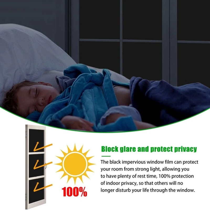 Static Cling Blackout Window Film UV Blocking Heat Insulation For Privacy 5