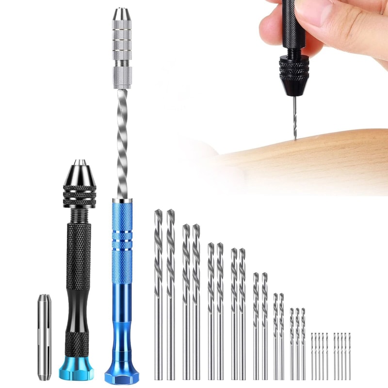 Precision Pin Vise Tools Set Mini Micro Hand Twist Drill Bits 2