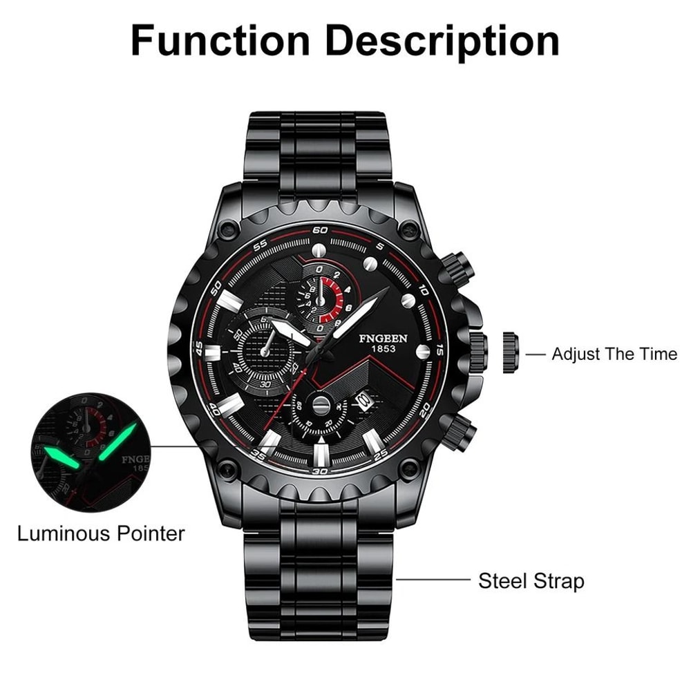 Waterproof Men Stainless Steel Watch With Luminous Display Luxury Design 2