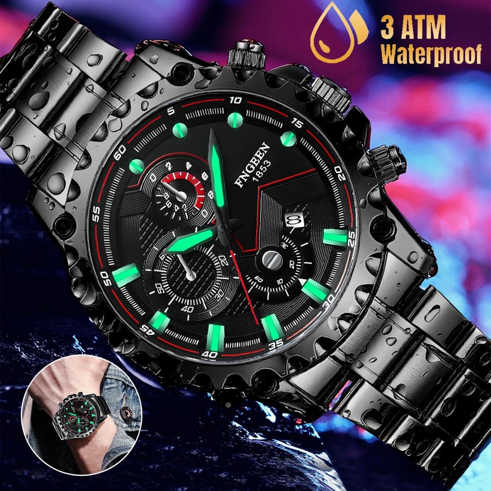 Waterproof Men Stainless Steel Watch With Luminous Display Luxury Design 3