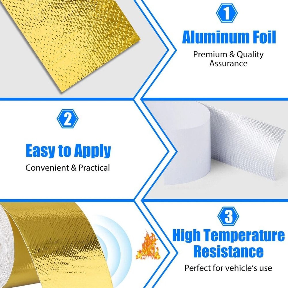 Gold Heat Reflective Tape Wrap Self Adhesive High Temperature Resistant 5