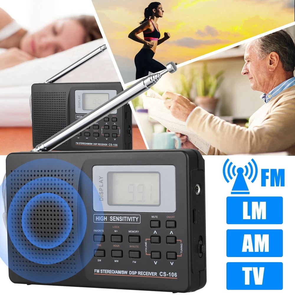 Portable Radio Receiver With Digital LCD Screen And Stereo Speaker Alarm 6