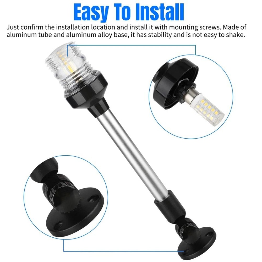 Boat Yacht LED Navigation Light Fold Down Anchor Stern Pole Lamp 6