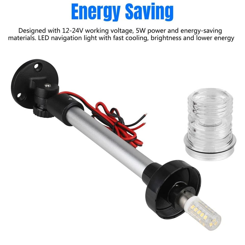 Boat Yacht LED Navigation Light Fold Down Anchor Stern Pole Lamp 7