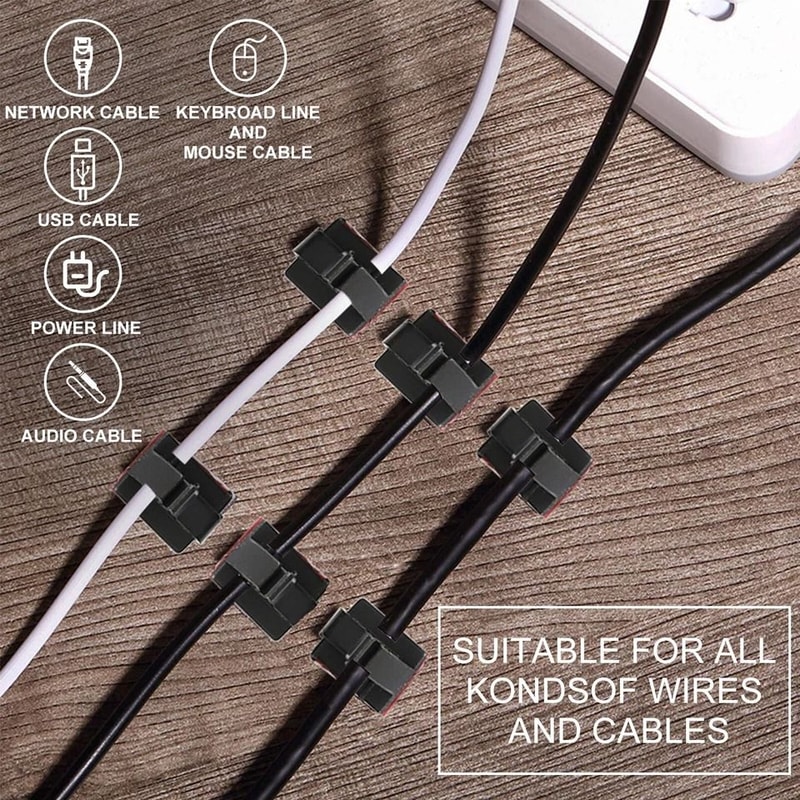 Cable Clips Self Adhesive Cord Management Wire Holder Organizer Clamp 4