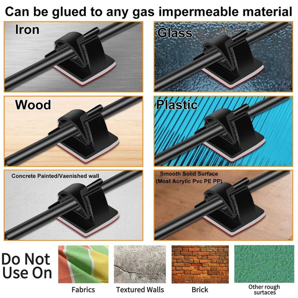 Cable Clips Self Adhesive Cord Management Wire Holder Organizer Clamp 5