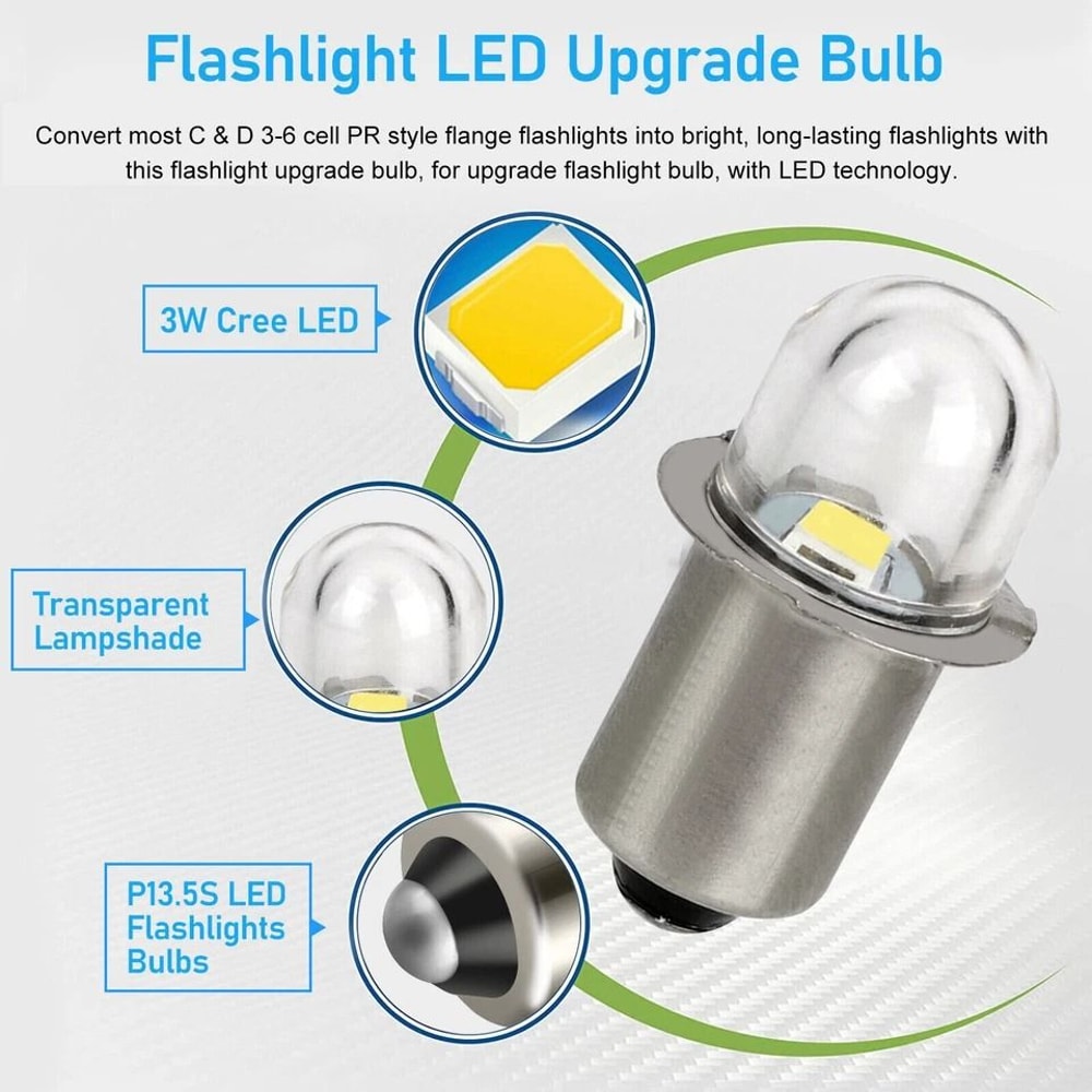 LED Flashlight Bulbs Upgrade Replacement With Bright Light 6