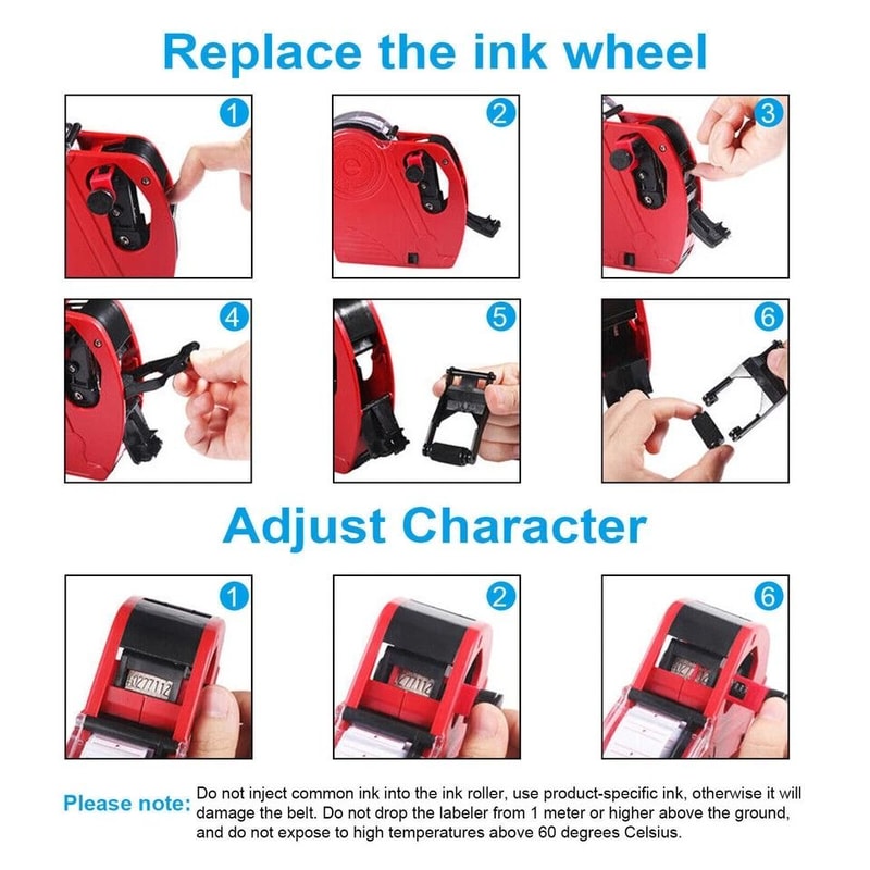 Price Tag Gun Marking Machine With Sticker Labels Ink Roller Retail Price Tagger 2