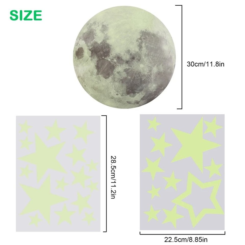 Glow In The Dark Stars Moon Wall Stickers Luminous Space Decals 2