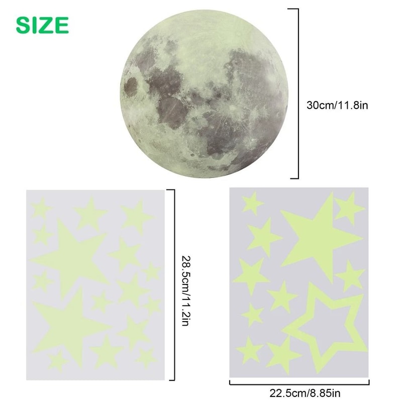 Glow In The Dark Stars Moon Wall Stickers Luminous Space Decals 2