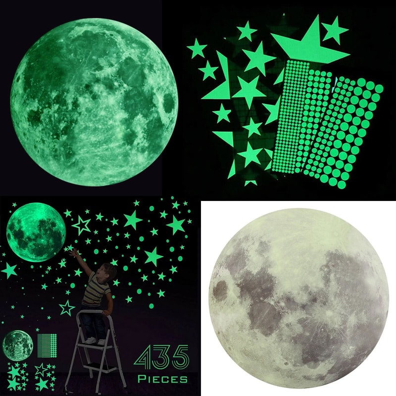 Glow In The Dark Stars Moon Wall Stickers Luminous Space Decals 6