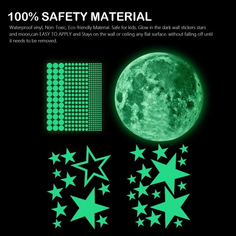 Glow In The Dark Stars Moon Wall Stickers Luminous Space Decals 5