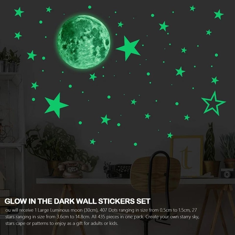 Glow In The Dark Stars Moon Wall Stickers Luminous Space Decals 1