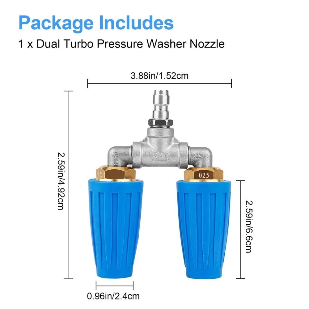 Dual Turbo Nozzle Pressure Washer Quick Connect Spray Tip For Efficient Cleaning 8