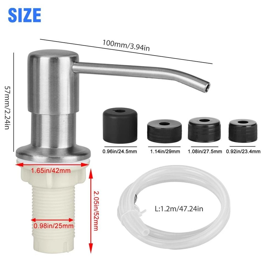 Stainless Steel Soap Dispenser Kit With Extension Tube For Kitchen Sink Pump 2