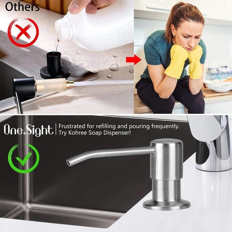 Stainless Steel Soap Dispenser Kit With Extension Tube For Kitchen Sink Pump 4