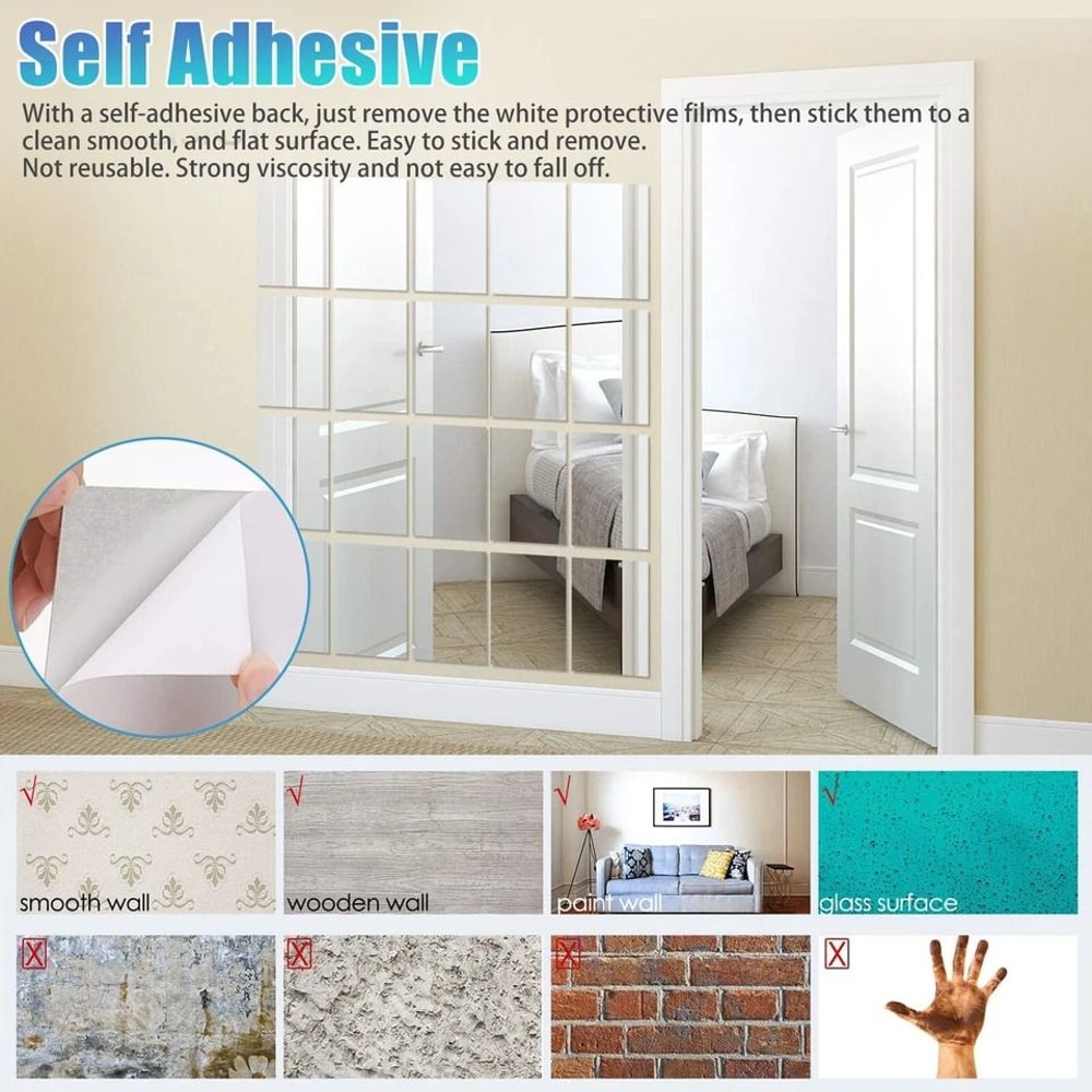 Self Adhesive Mirror Film For Home And Kitchen Decor 2